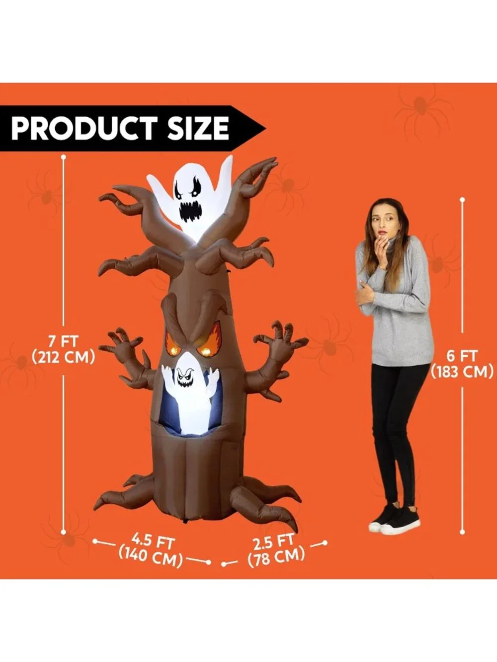 7 Ft Halloween Inflatable Tree Decor with LED Ghost - Outdoor Blow Up Yard